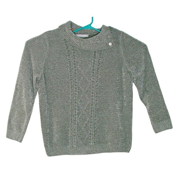 Allison Daley Gray Side Button Collar Pullover Sweater So Soft Elegant Sz Large - Picture 1 of 9